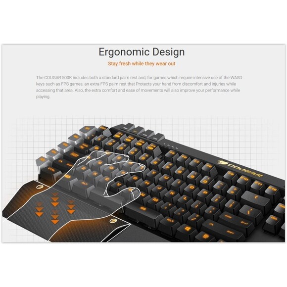 Cougar 500K Backlit 1000 Polling Rate Gaming Keyboard, with Mouse USB Pass thru - Picture 6 of 16